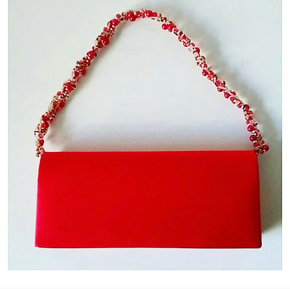 Red Satin Clutch Bag